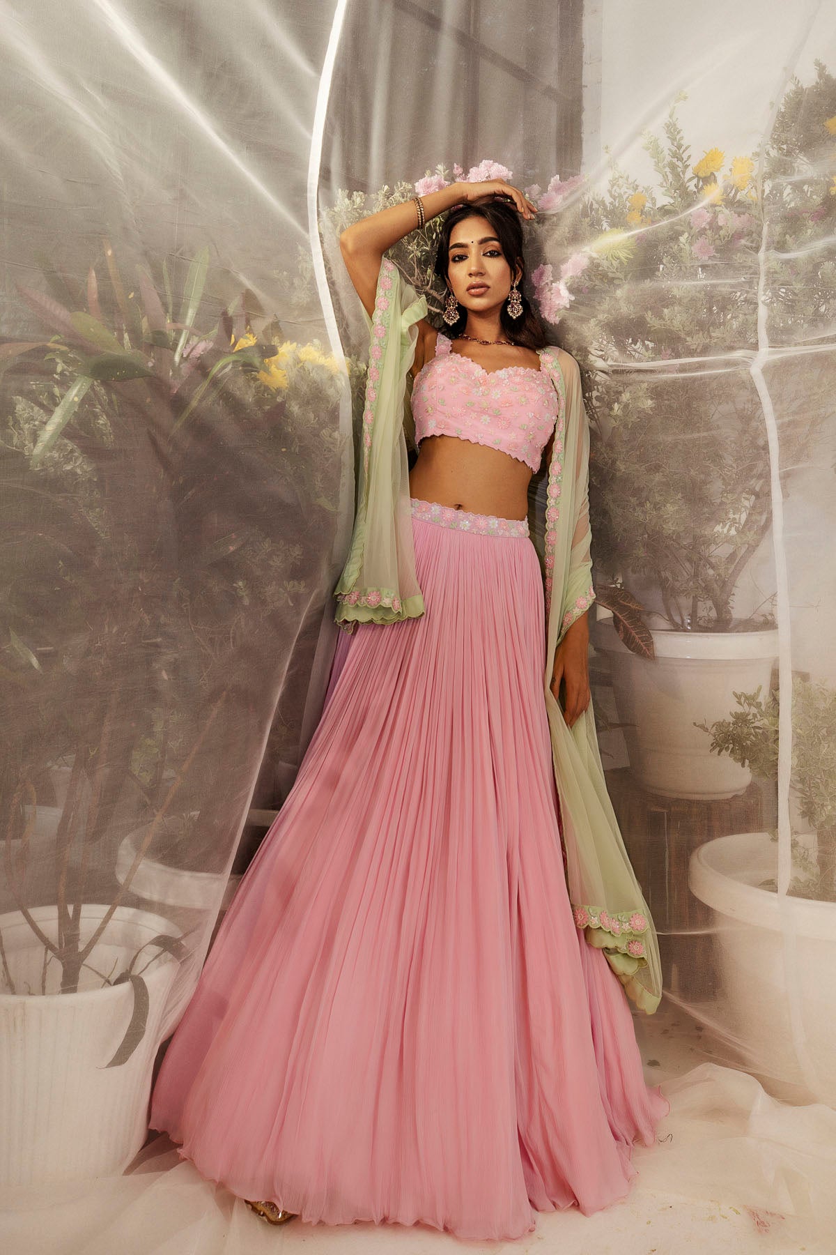 Candy Pink Crepe Lehenga Set