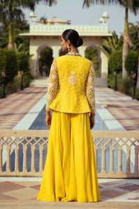 Yellow Organza Flared Sharara Set