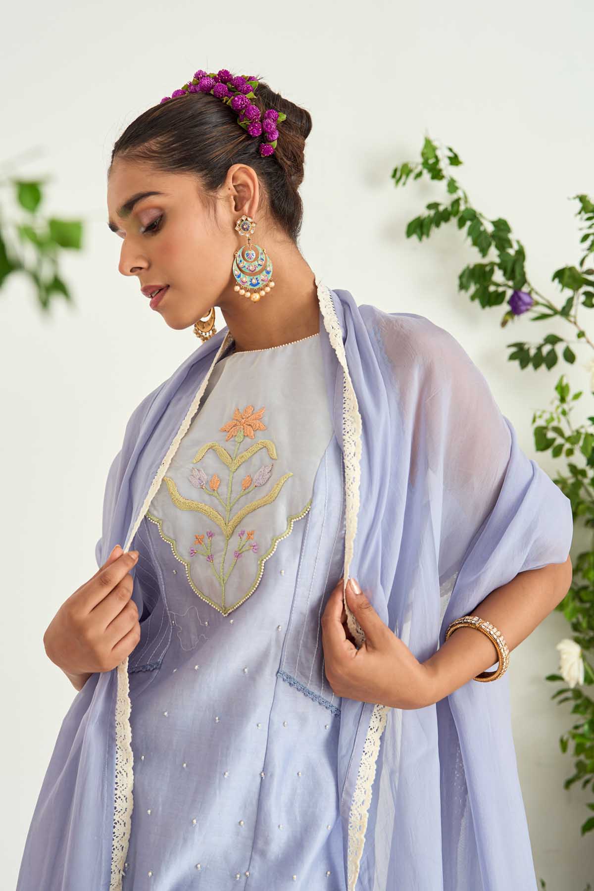 Ice Blue kurta set in Silk Chanderi