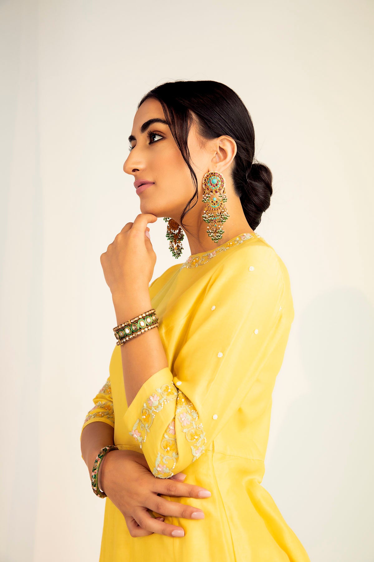 Yellow Kurta Set in Silk Chanderi