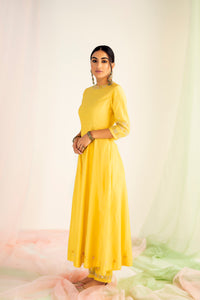 Yellow Kurta Set in Silk Chanderi