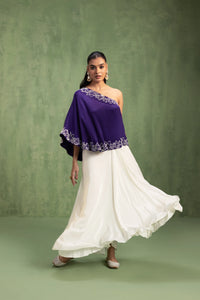 Chand Cape and Skirt Set Purple