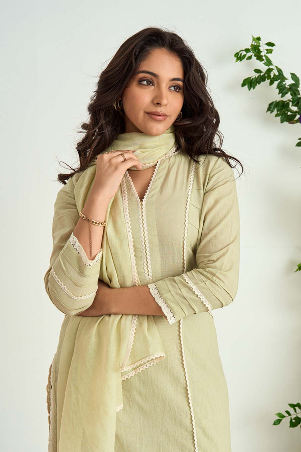 Green Pure Cotton Kurta Set