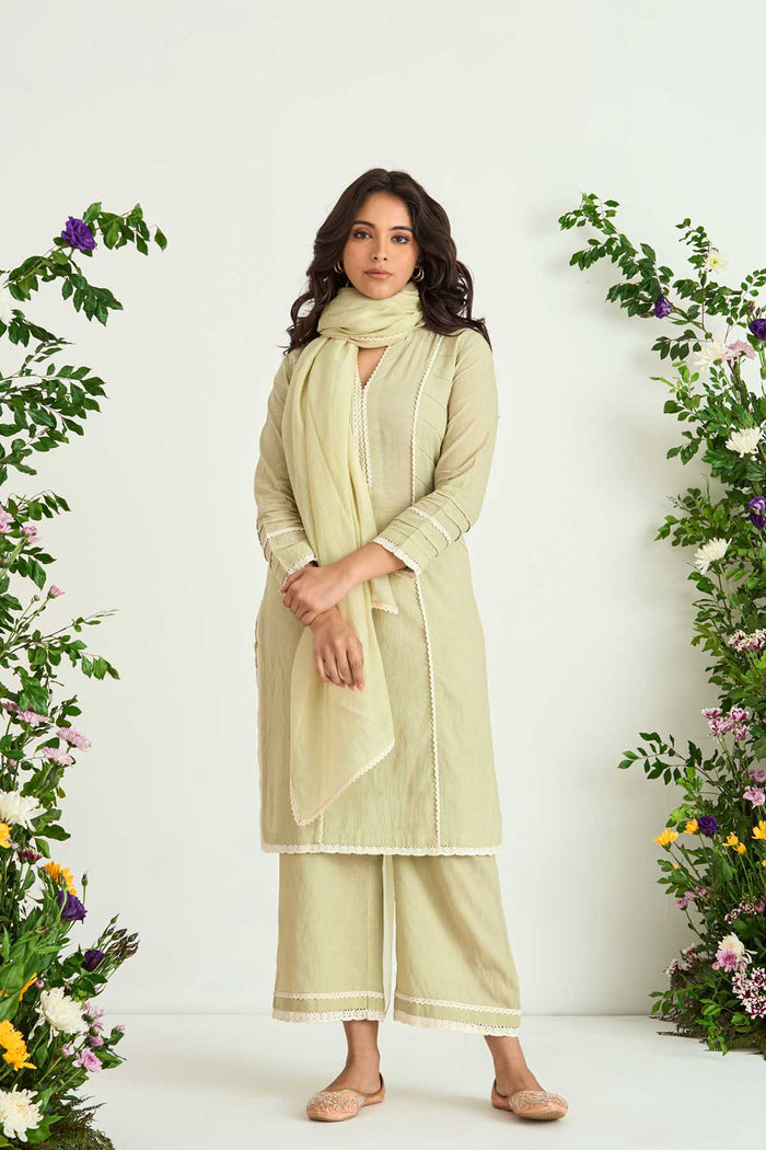 Green Pure Cotton Kurta Set