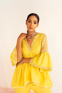 Yellow Georgette Sharara Set