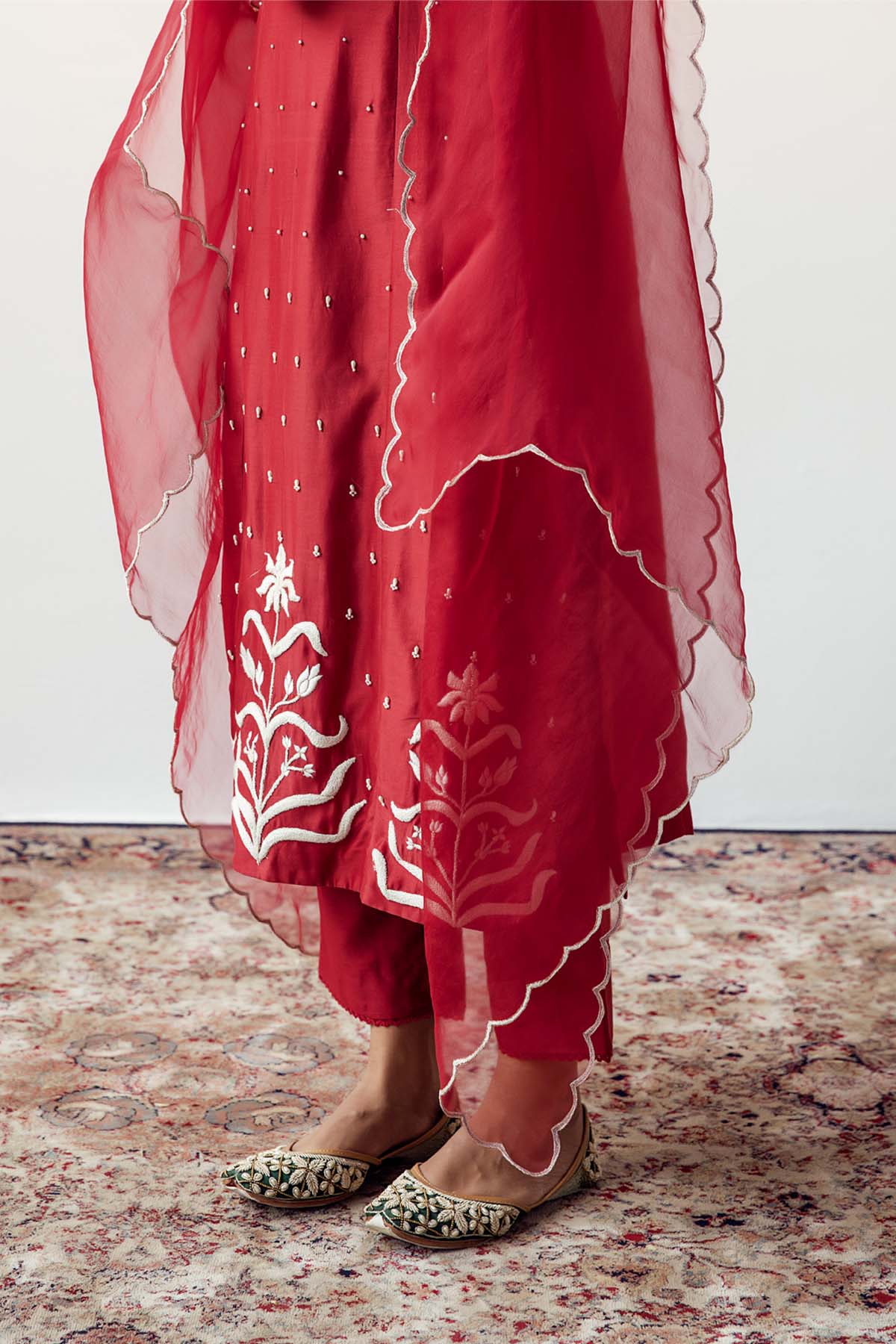 Maroon Kurta Set in Silk Chanderi