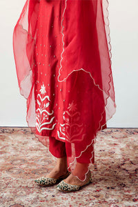 Maroon Kurta Set in Silk Chanderi