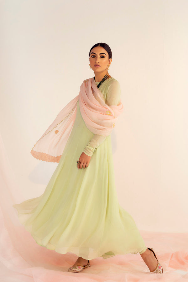 Mint Green Anarkali Set in Georgette