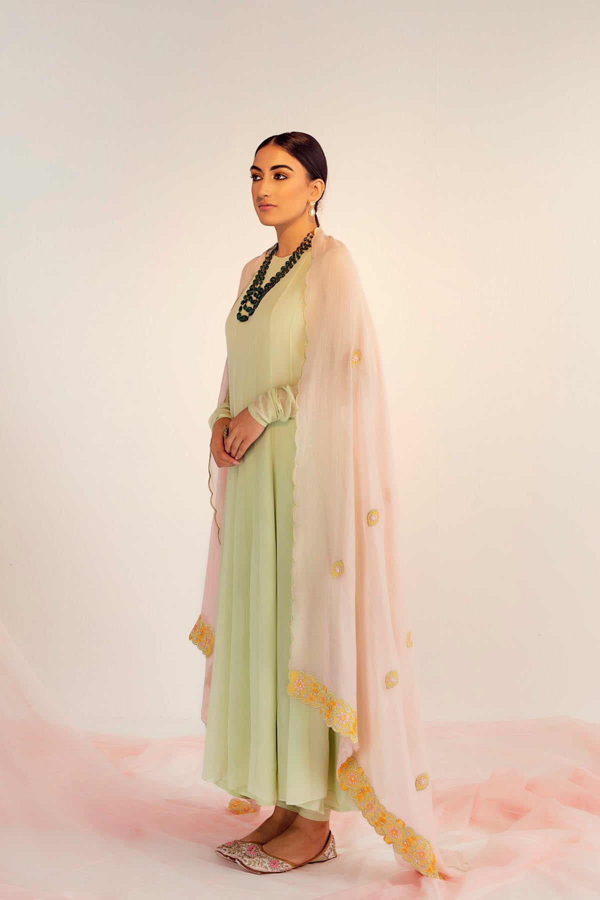 Mint Green Anarkali Set in Georgette