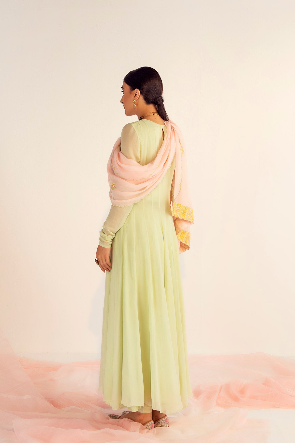 Mint Green Anarkali Set in Georgette