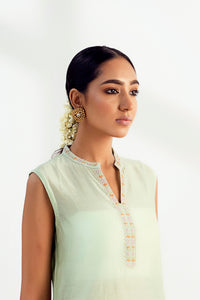 Mint Green Silk Chanderi Embroidered Tunic