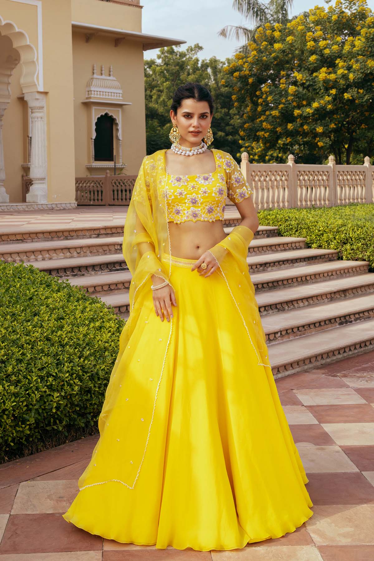 Yellow Organza Noori Lehenga Set