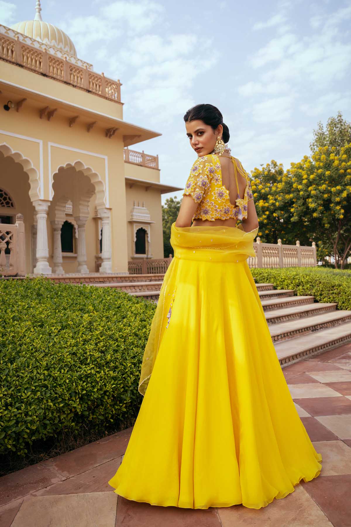 Yellow Organza Noori Lehenga Set