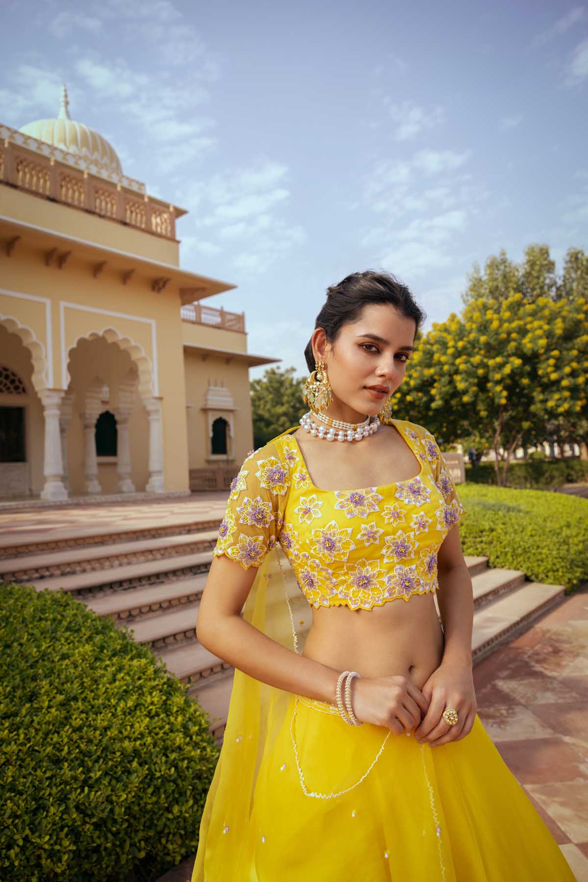 Yellow Organza Noori Lehenga Set