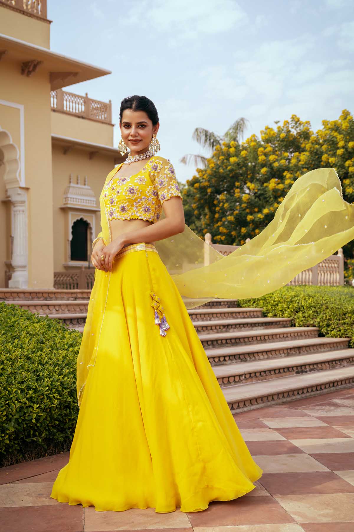 Yellow Organza Noori Lehenga Set