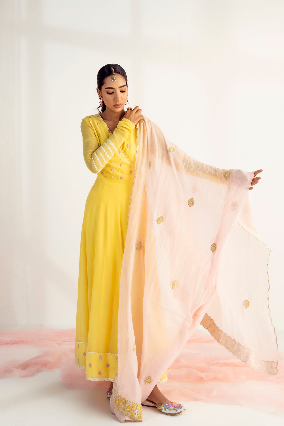 Sunshine Yellow Embroidered Angrakha Set