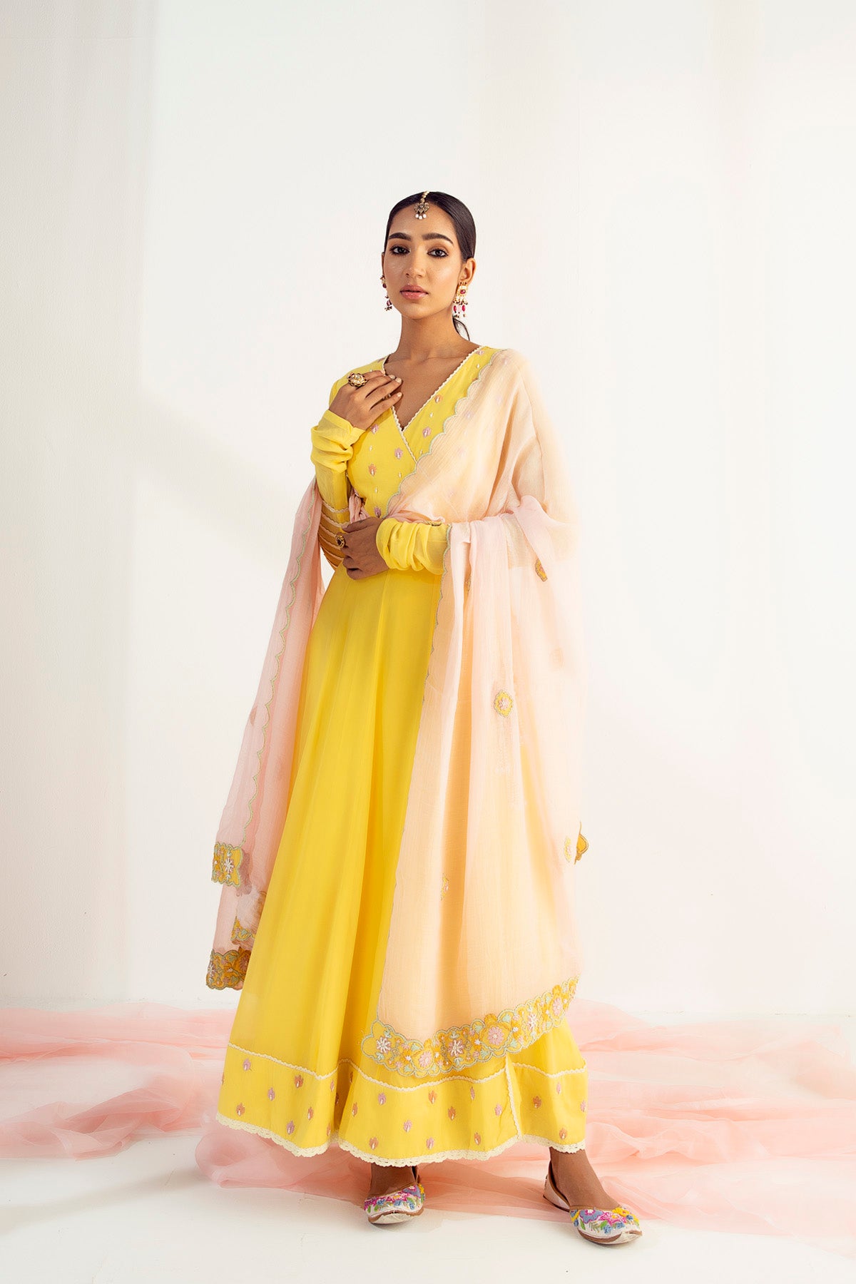 Sunshine Yellow Embroidered Angrakha Set