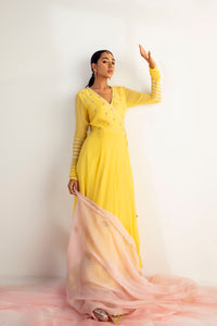 Sunshine Yellow Embroidered Angrakha Set