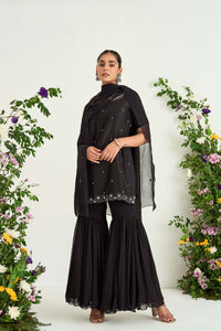 Black Georgette Sharara Set