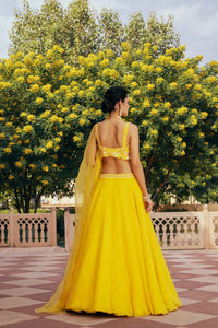 Yellow Organza Lehenga Set