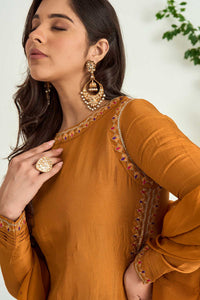 Mustard Upada Silk Embroidered Kurta Set