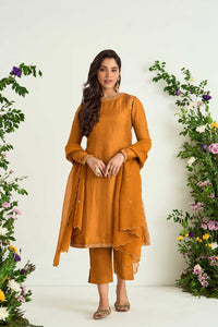 Mustard Upada Silk Embroidered Kurta Set