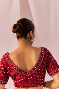 Red Silk Chanderi Padded Blouse