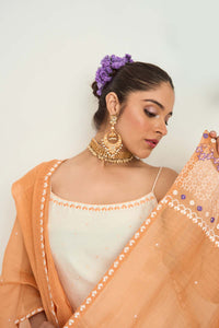 Cream Silk Chanderi Sharara Set