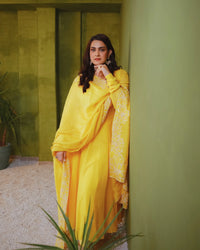 Yellow Anarkali Set in Silk Chanderi