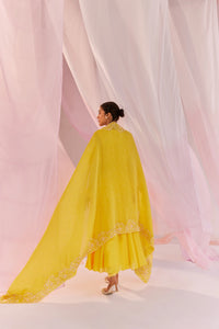 Yellow Anarkali Set in Silk Chanderi