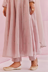 Pink Anarkali Set in Silk Chanderi