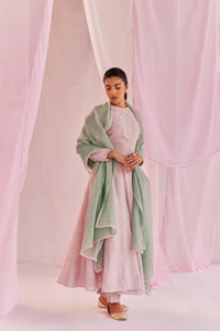 Pink Anarkali Set in Silk Chanderi